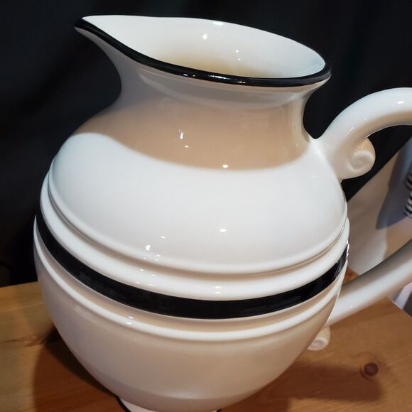 Farval Ceramics Large Pitcher Black & White, Handcrafted In Portugal - Picture 3 of 10